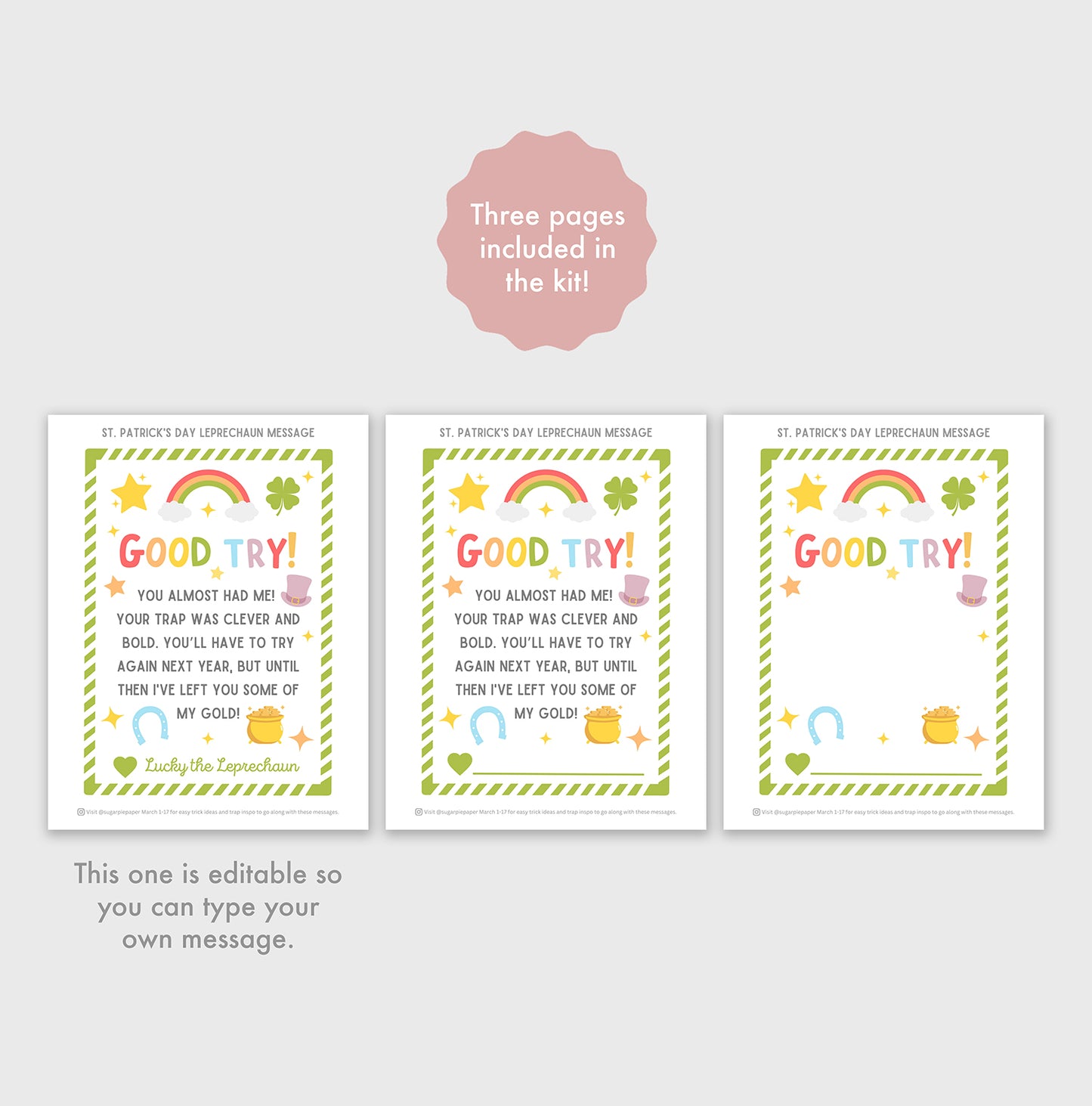 St Patricks Day Printable Leprechaun Trap Note