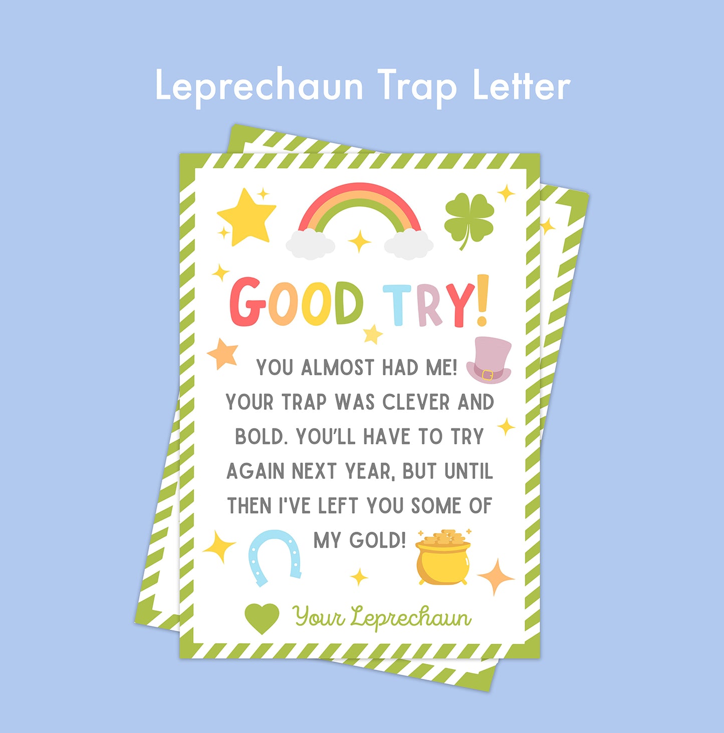 St Patricks Day Printable Leprechaun Trap Note