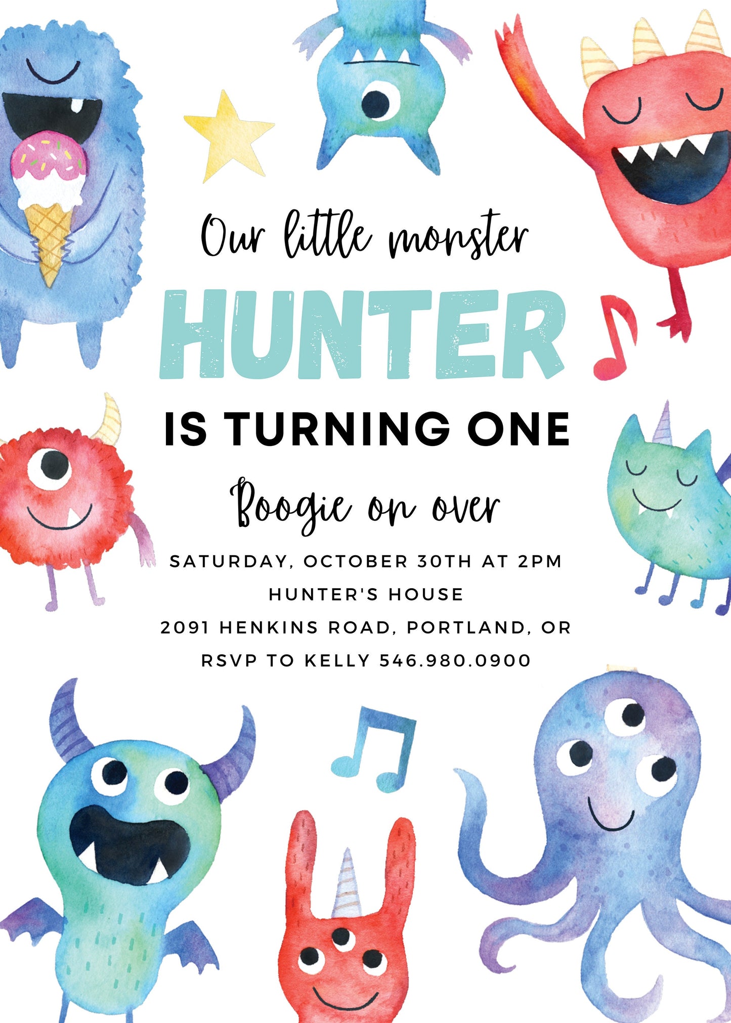 Little Monster Birthday Party Invitation | Kids Birthday