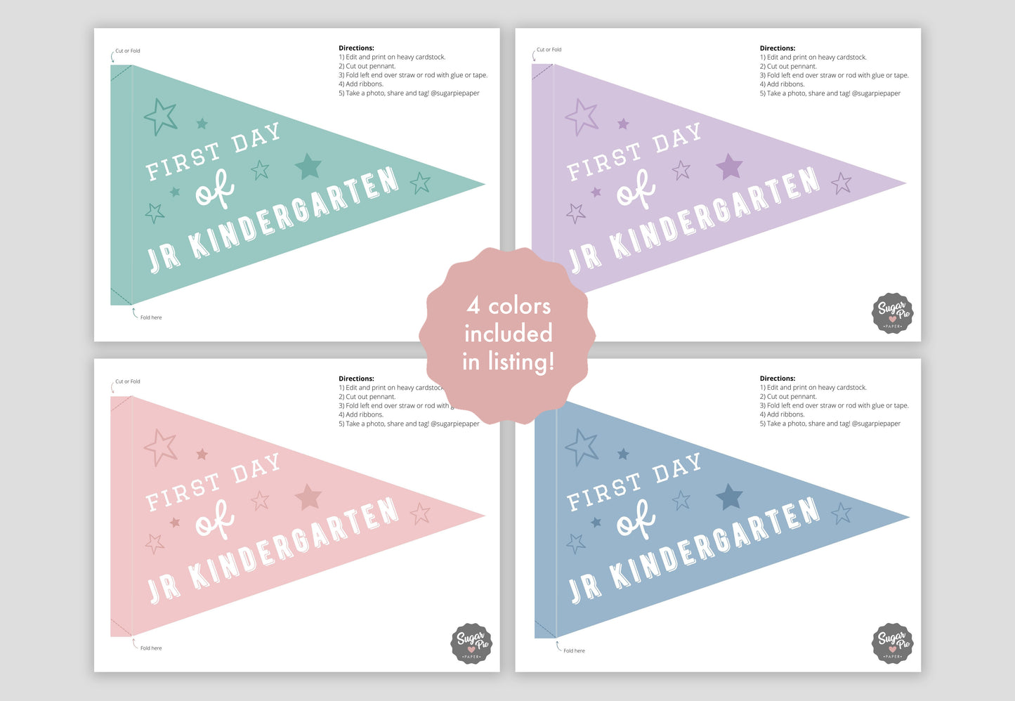 First Day of Jr Kindergarten Pennant Flags