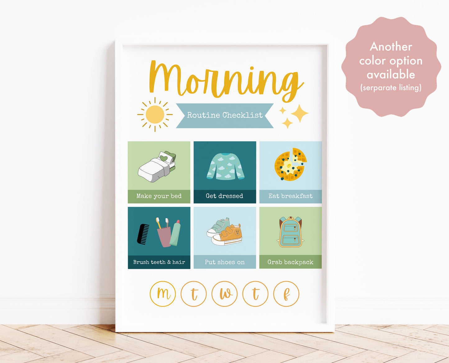 Kids Morning Routine Chart | Pink