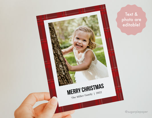 Red Plaid Christmas Card