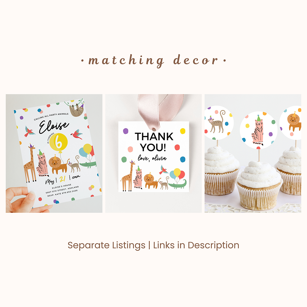 Matching Party Animal Invite and Decor