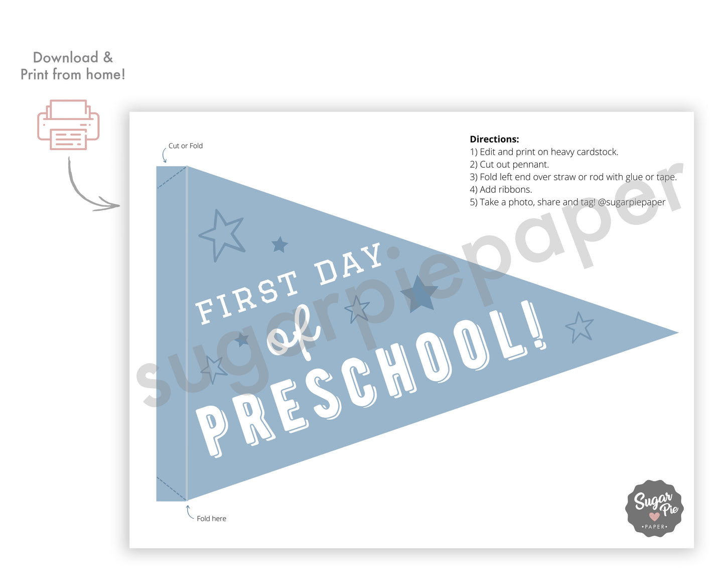 First Day of Preschool Pennant Flag