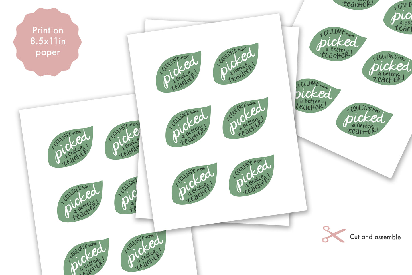 Apple Leaf Tags Printable Design for Teacher Gift