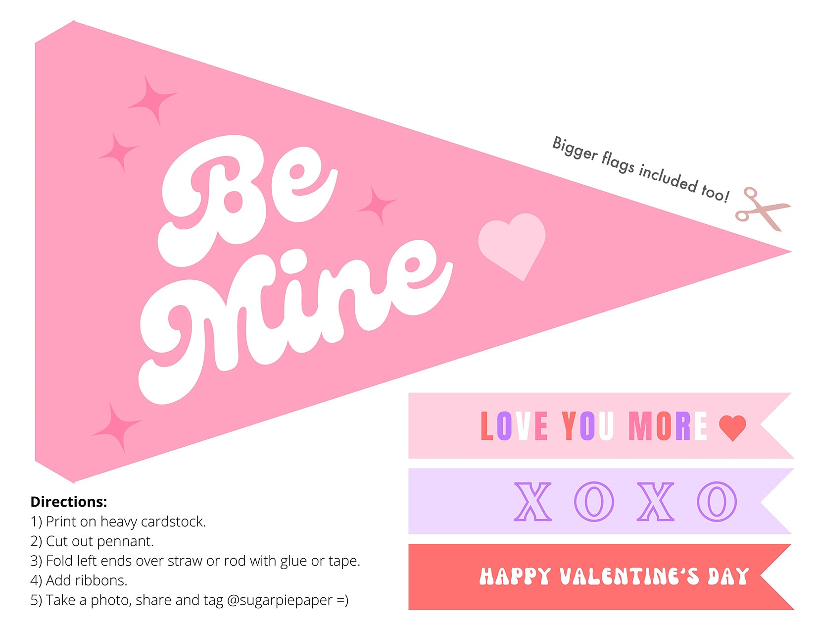 Be Mine Printable Valentine's Day Flags