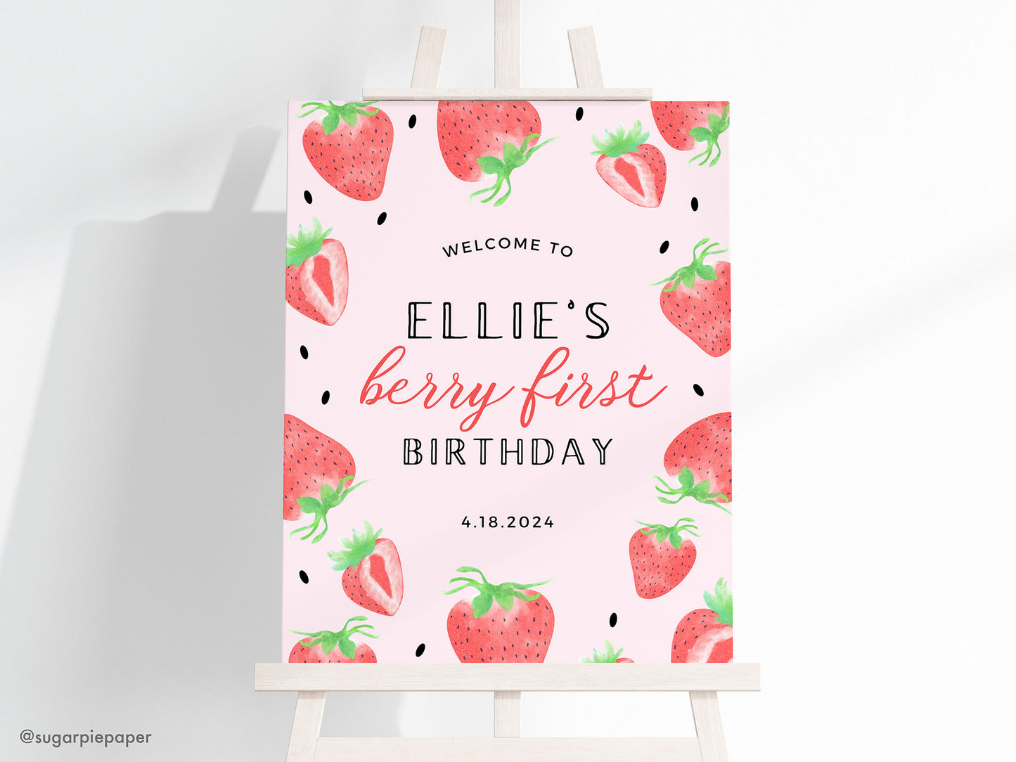 Berry First Birthday Welcome Sign