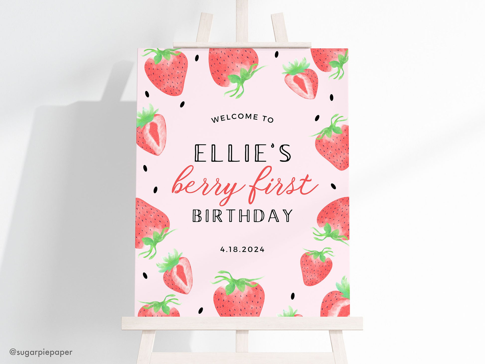 Berry First Birthday Welcome Sign