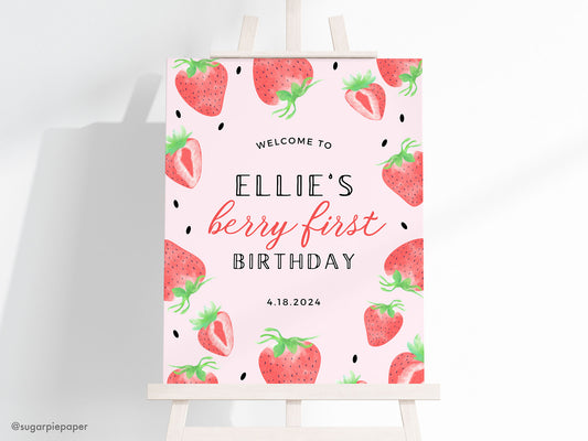 Berry First Birthday Welcome Sign