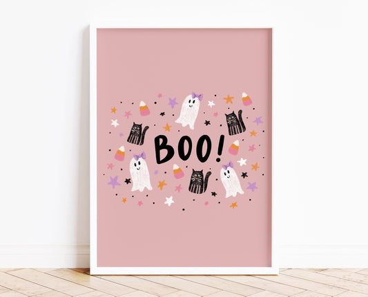 Boo 8x10 Halloween Pink Print