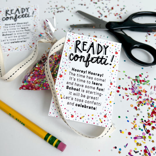 First Day Ready Confetti Teacher Card