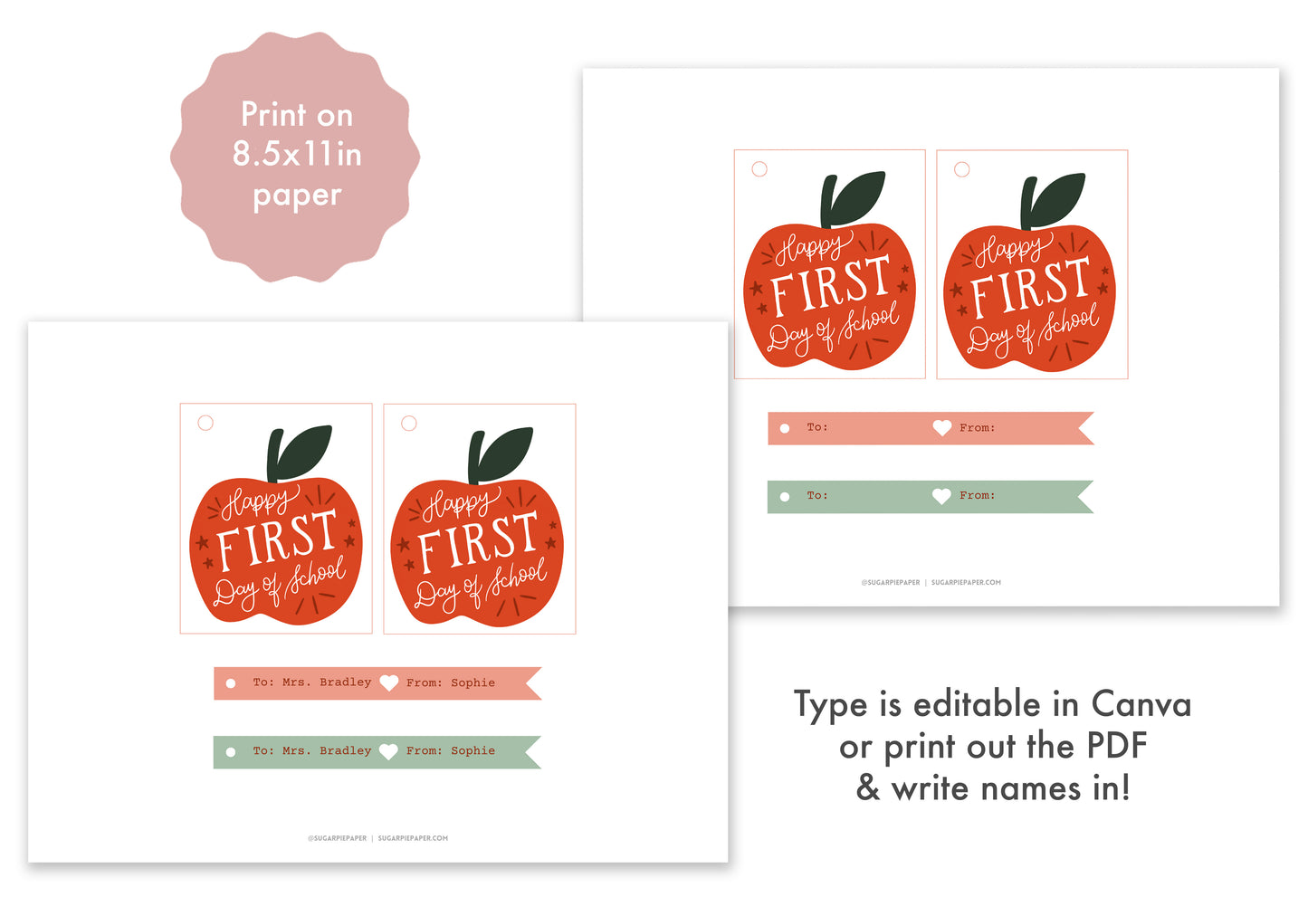 Printable Apple Teacher Gift Tags