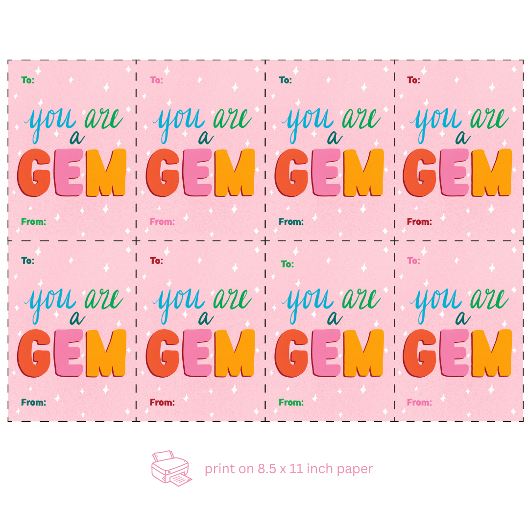 Gem Valentine Card Printable