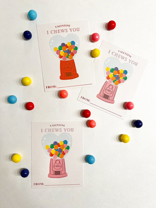 Gumball Machine Printable Valentine's Day Cards