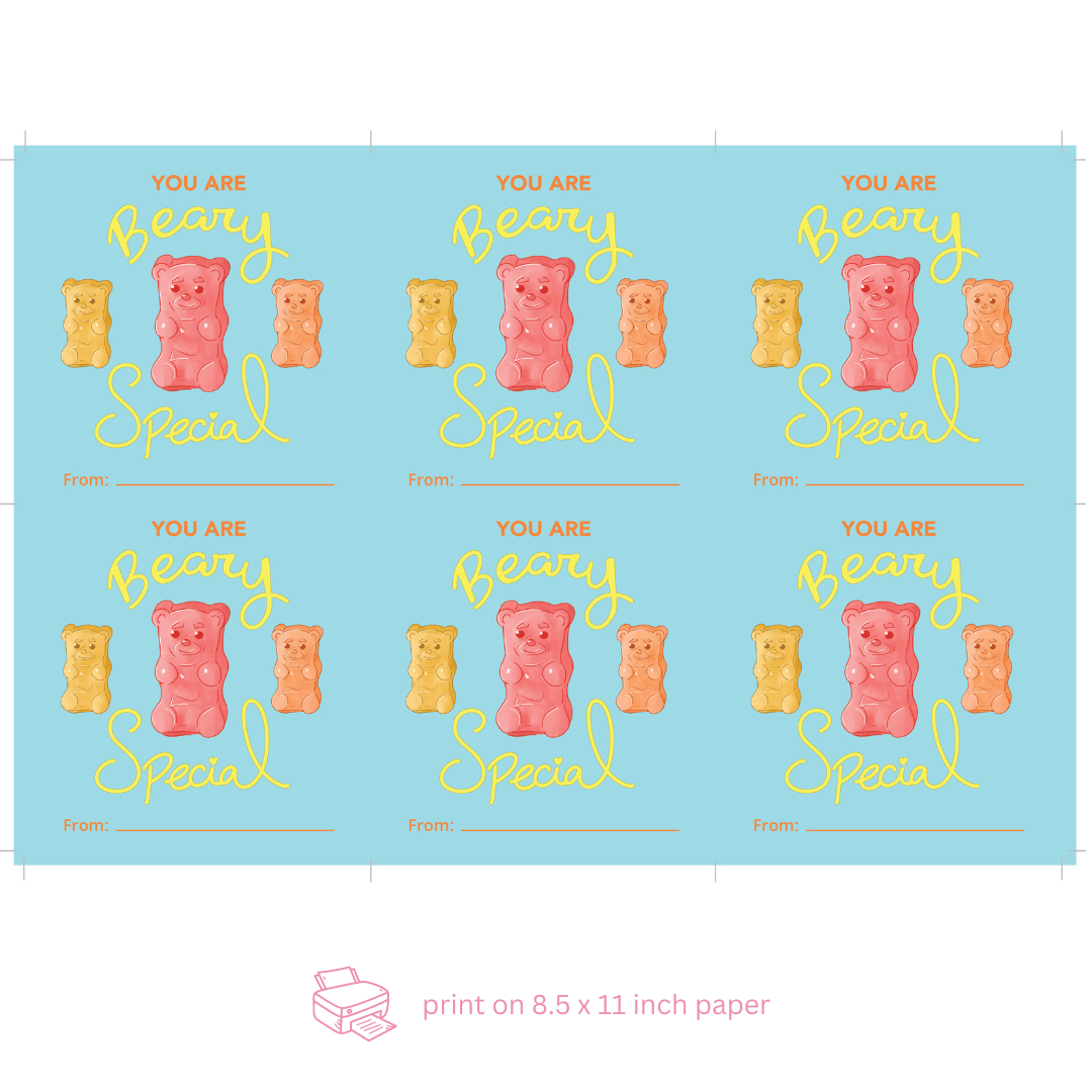 Gummy Bear Printable Valentine Cards