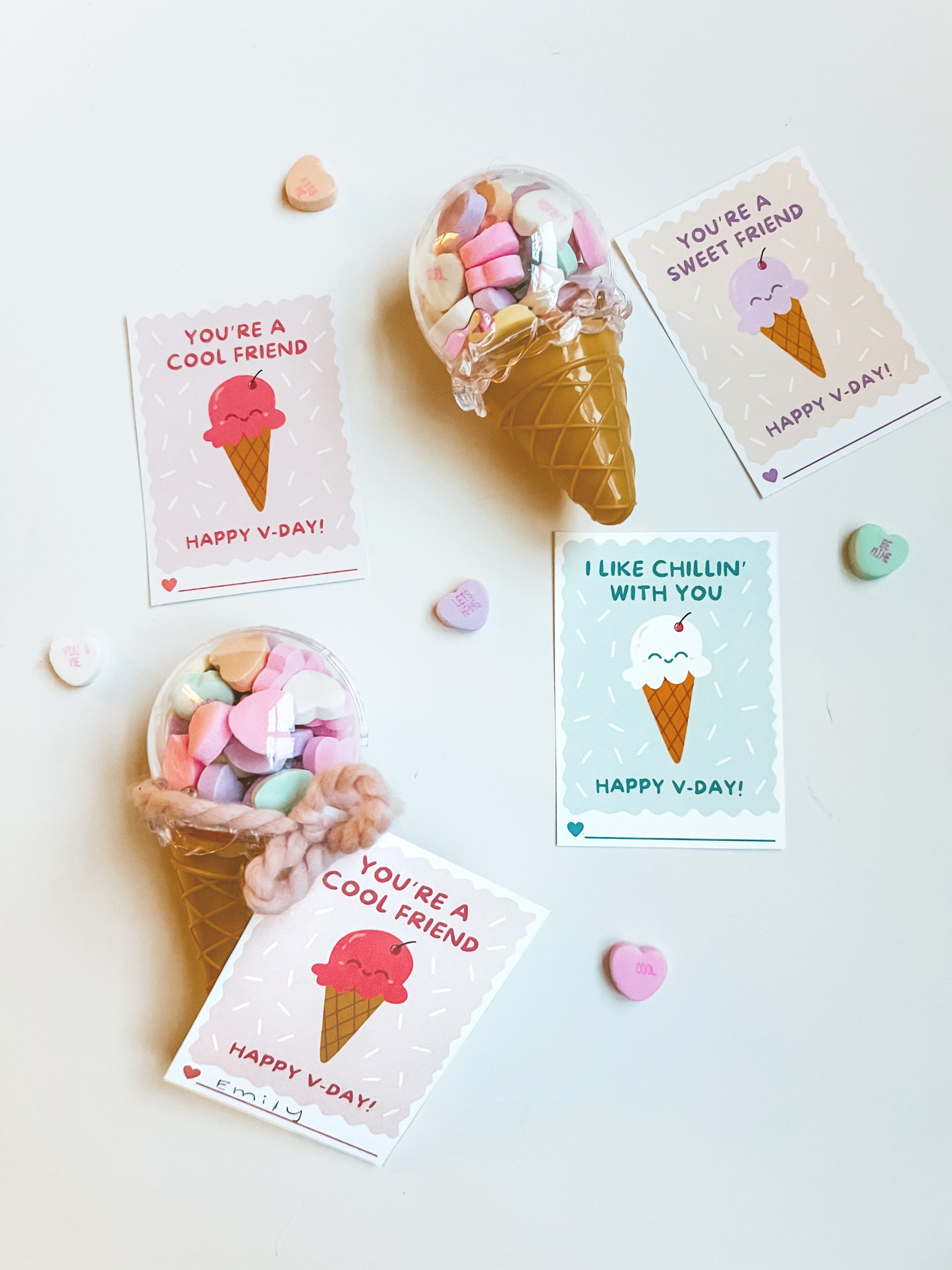 ice cream cone valentine gift for school and kids