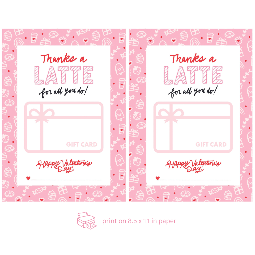 Latte Teacher Valentine Thank You Card