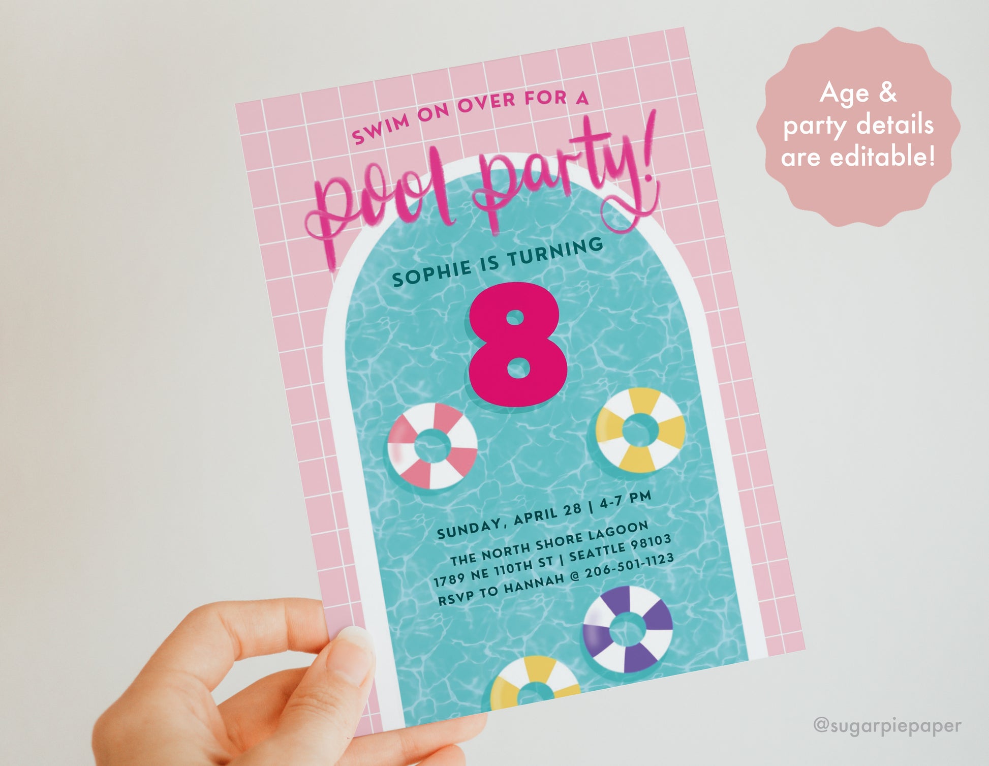 Pool Party Birthday Invitation