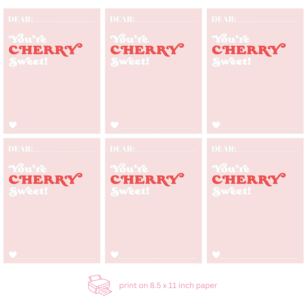 Printable Cherry Valentine's Day Cards