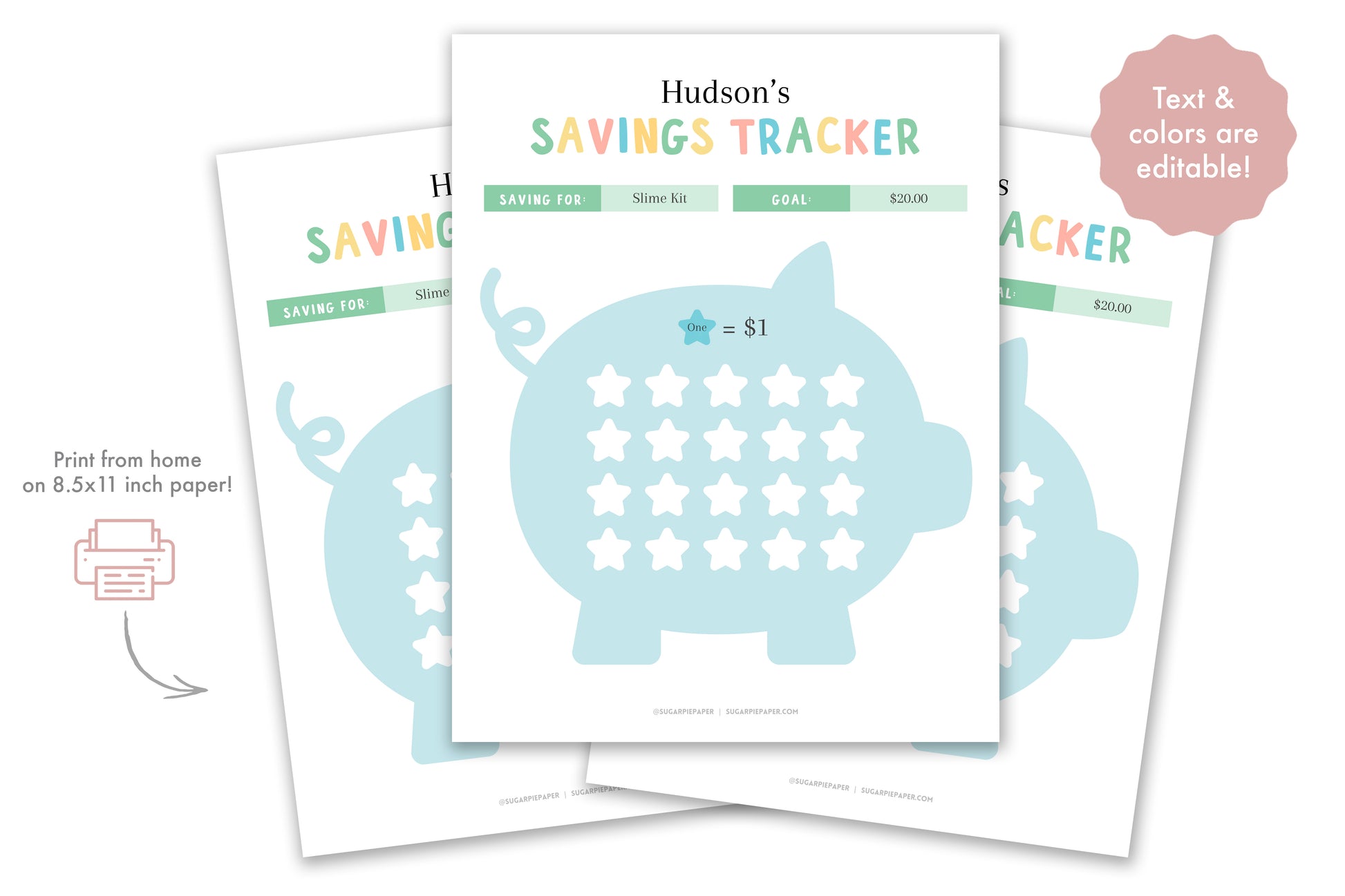 Savings Tracker Printable for Boys