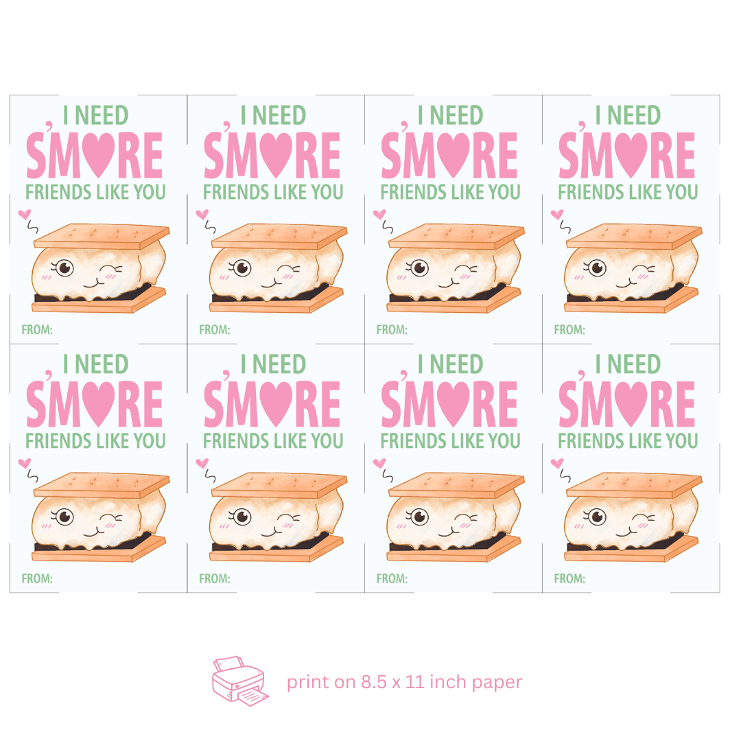 Smore Valentine Cards Printable Sheets