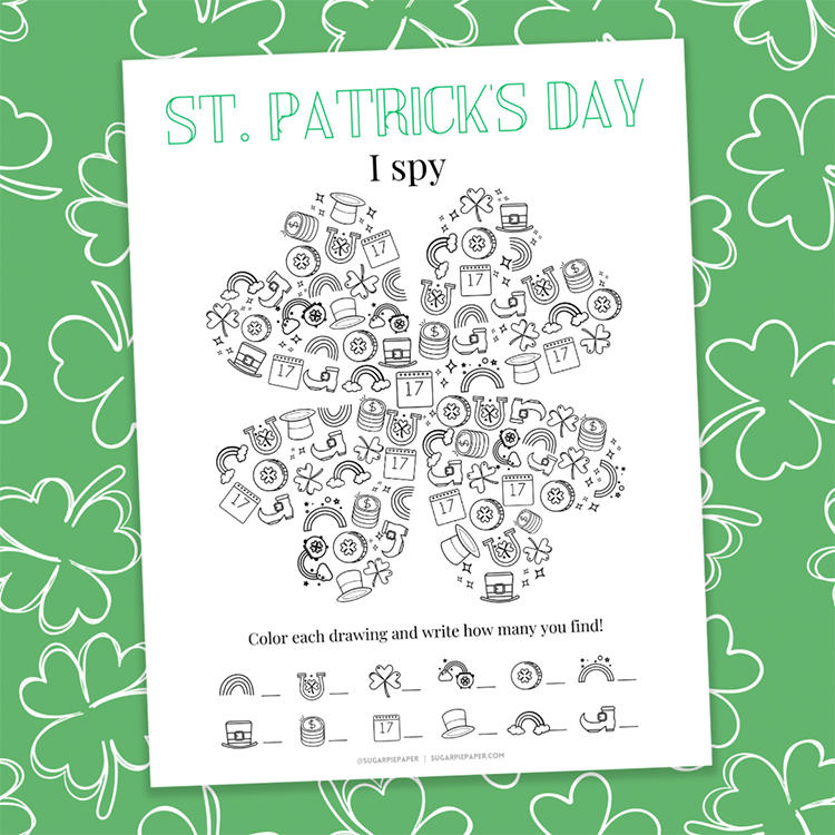 St. Patrick's Day I Spy Printable Activity Sheet