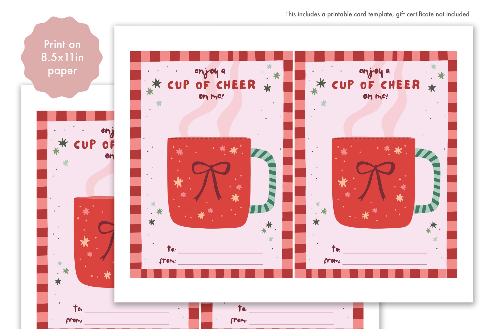 teacher holiday gift card printable