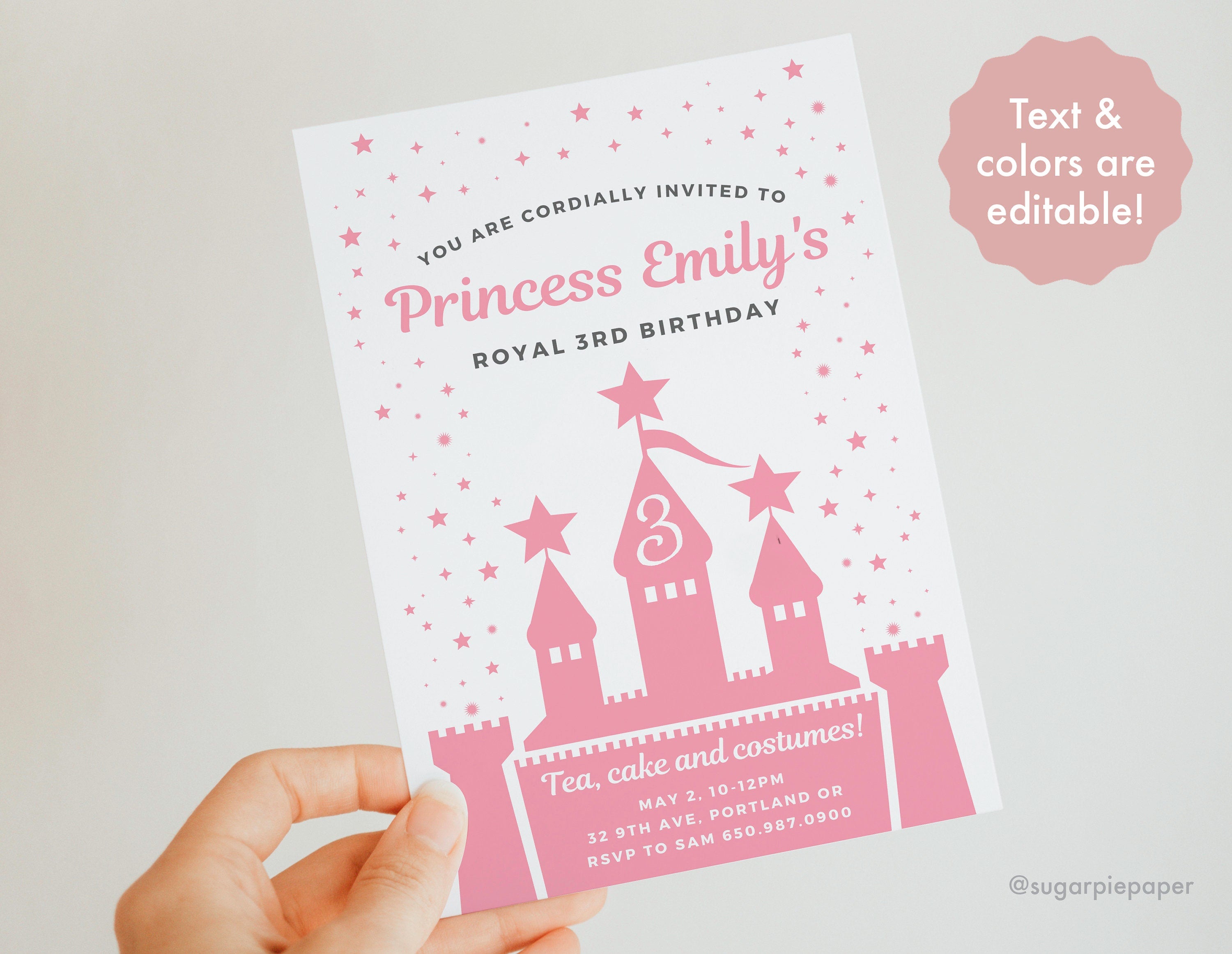 Princess Birthday Party Invitation | Kids Birthday – Sugar Pie Paper