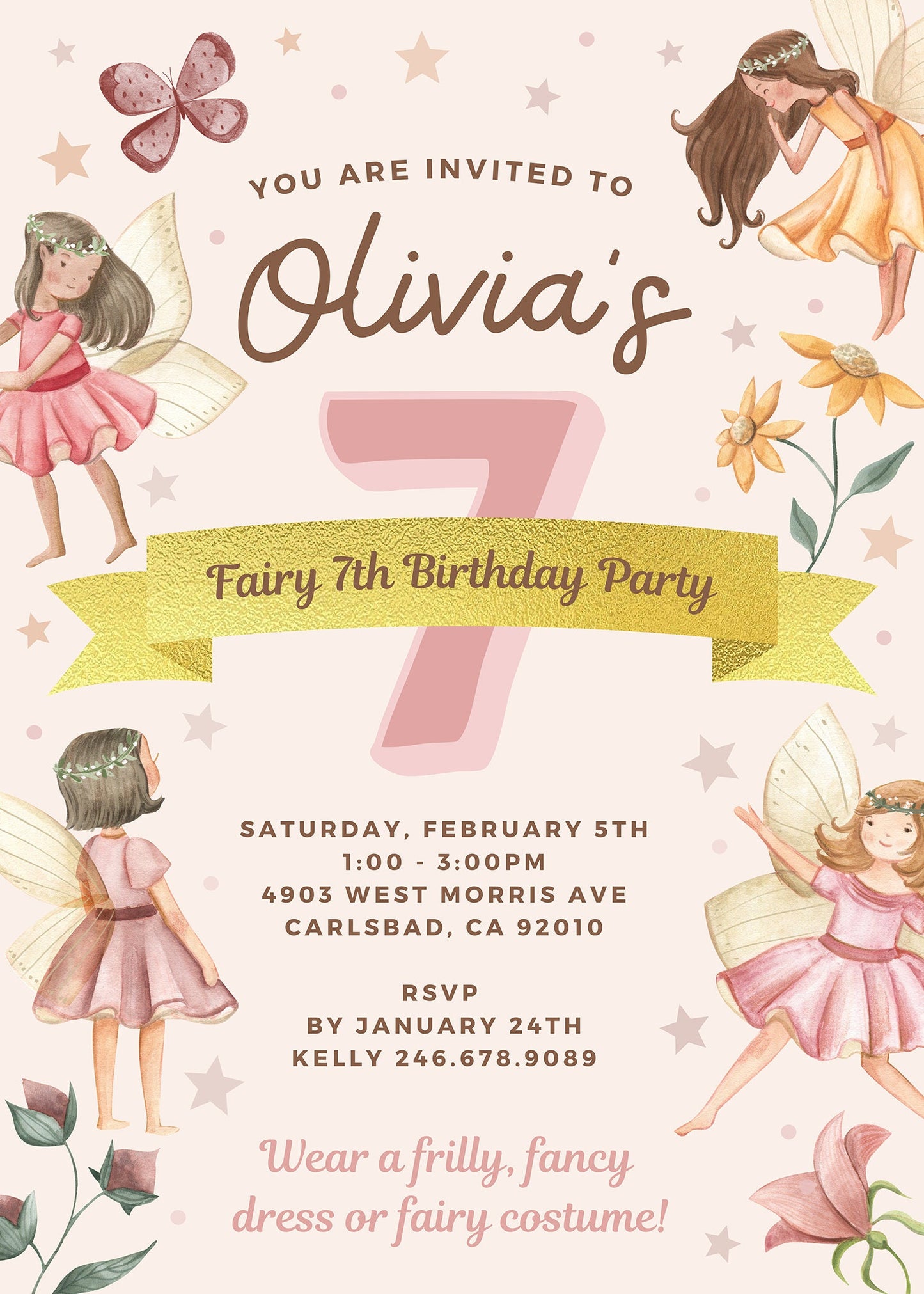 Fairy Birthday Party Invitation | Kids Birthday