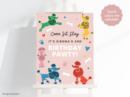 Poodle Birthday Party Banner