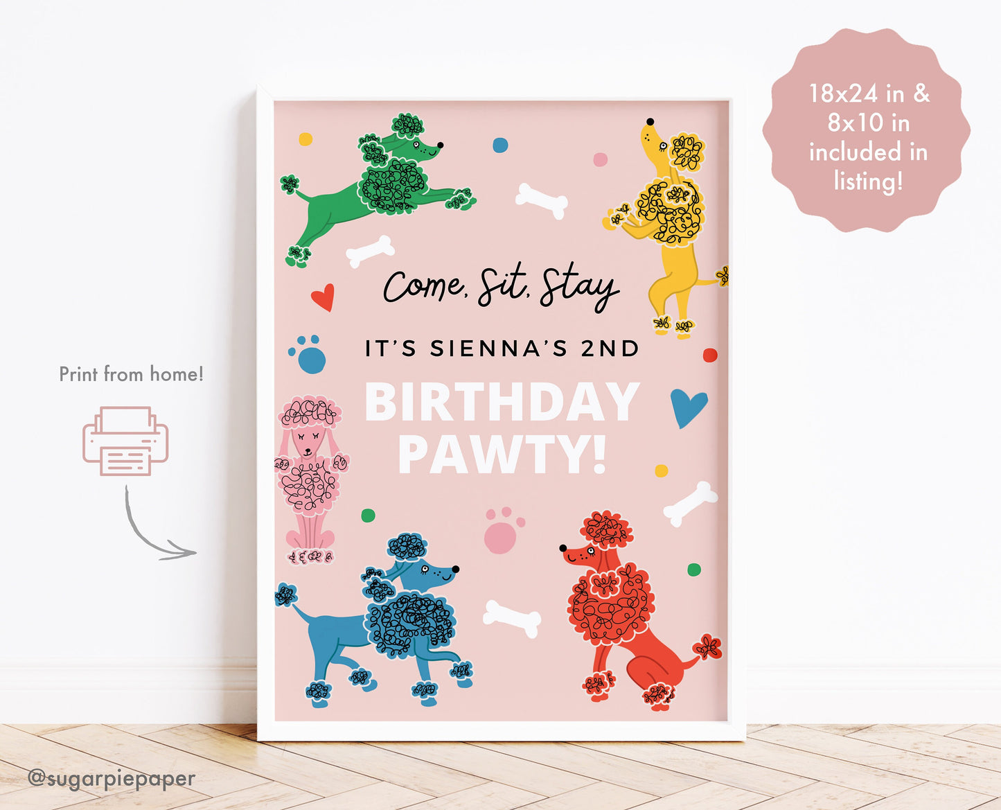 Poodle Birthday Party Banner