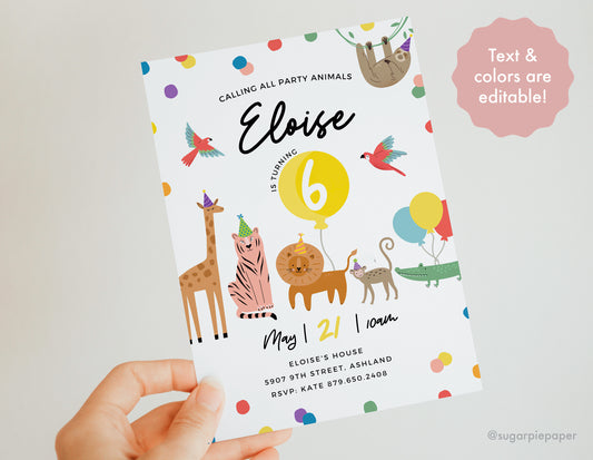 Animal Party Birthday Invitation