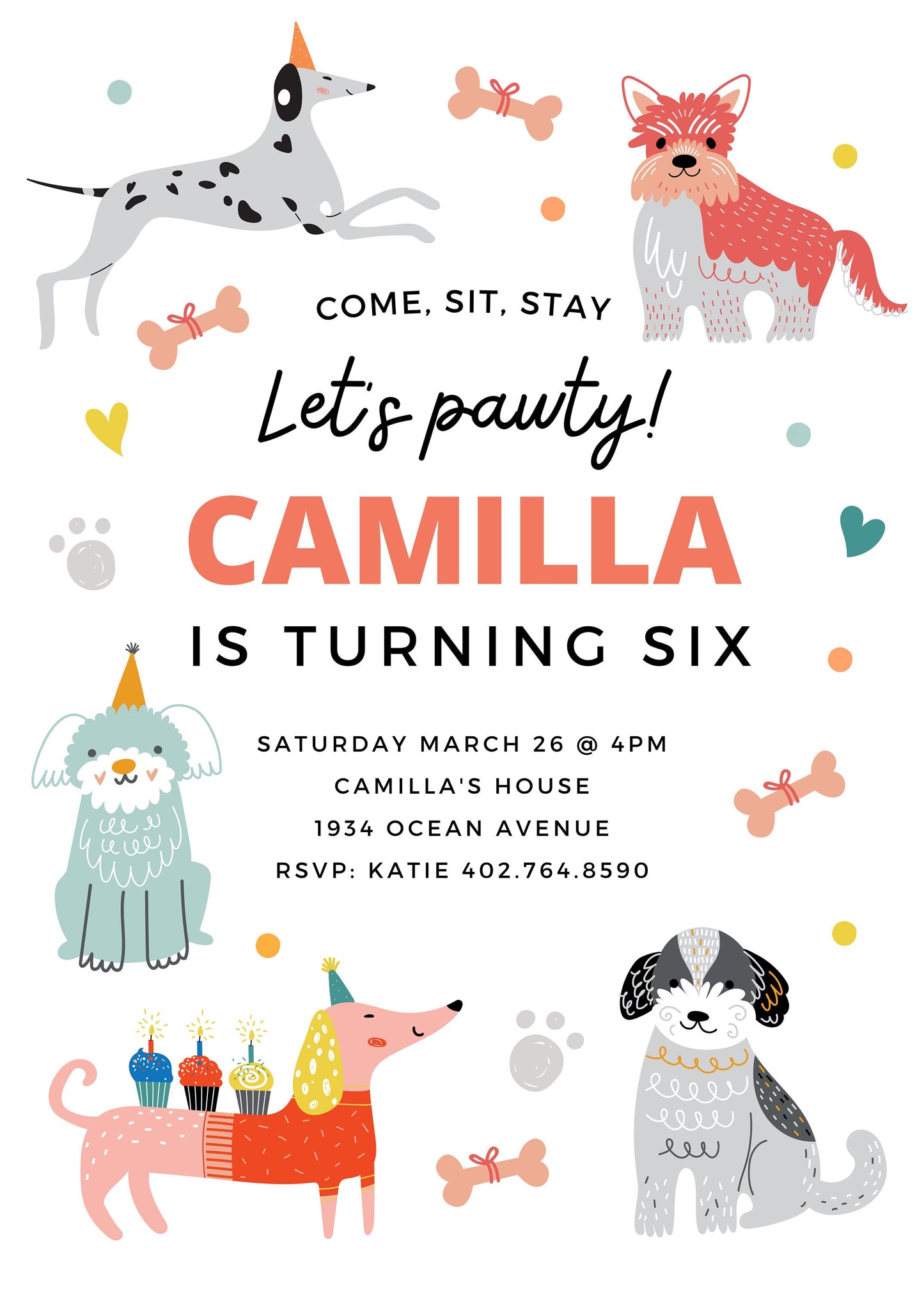 Puppy Birthday Party Invitation | Kids Birthday