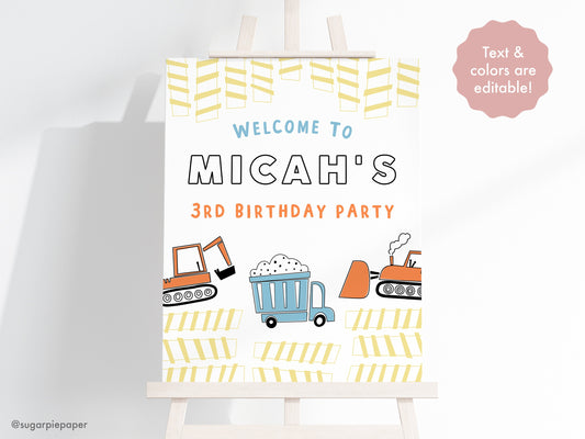 Construction Birthday Party Welcome Sign