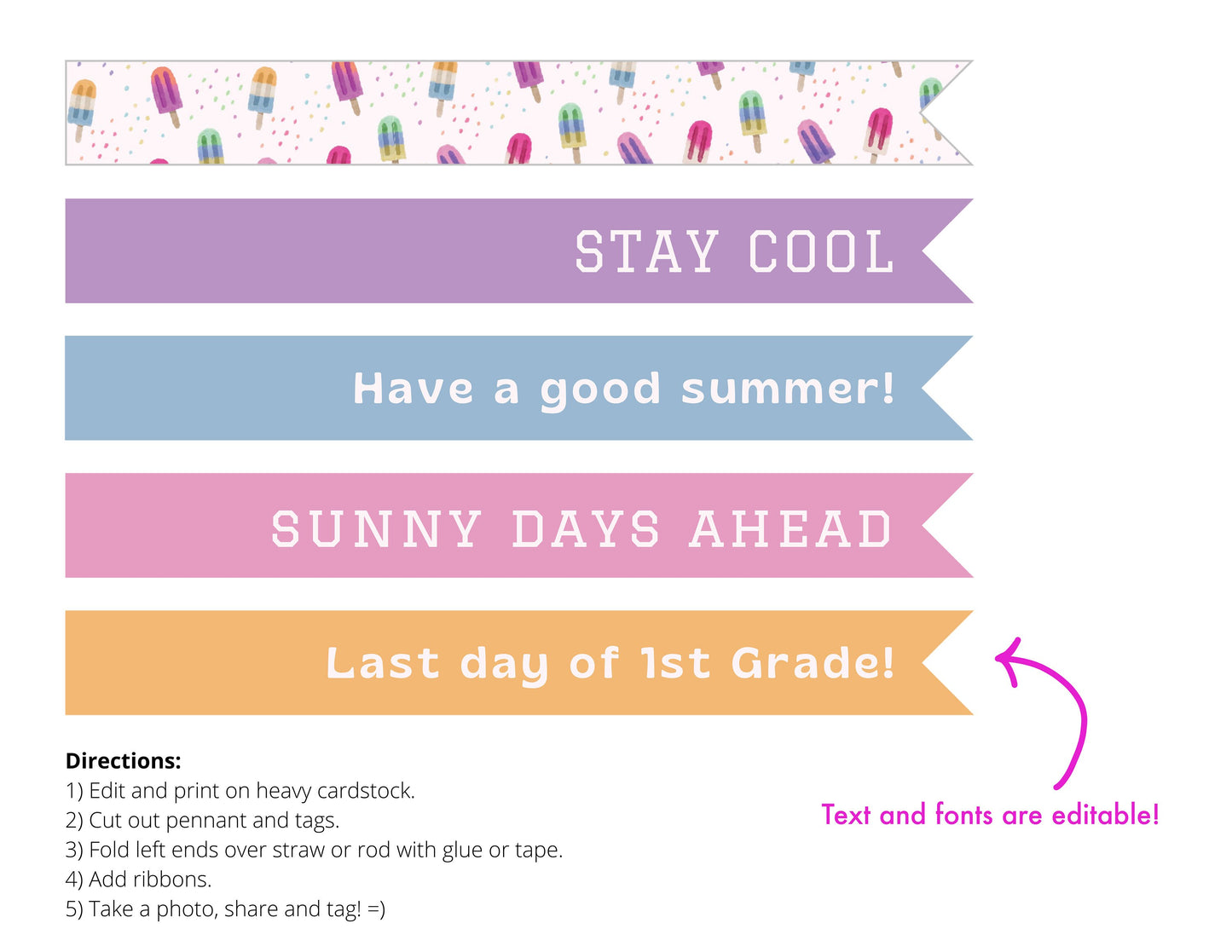 Last Day of School Pennant Flag Printable