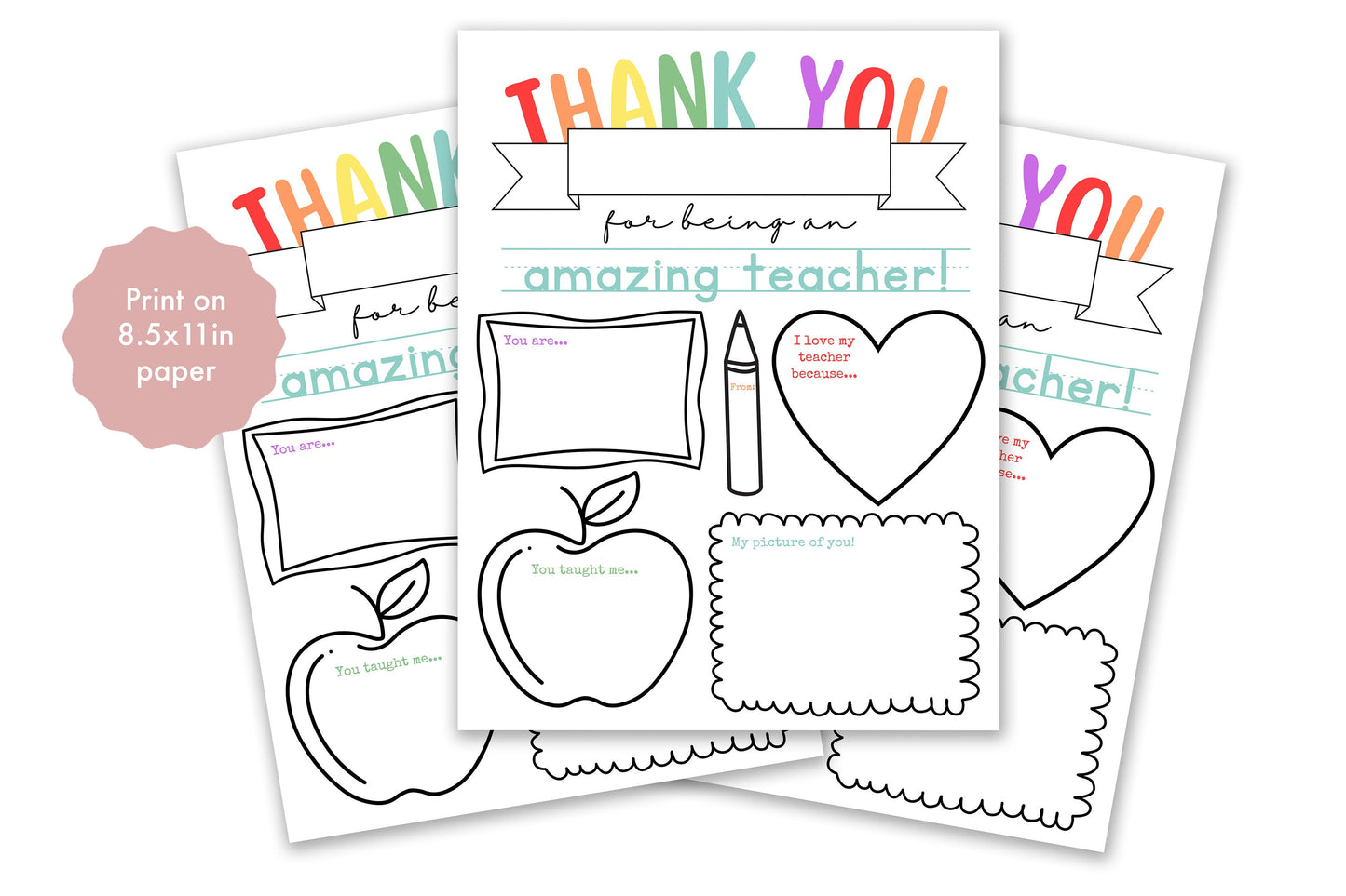 Teacher Appreciation Printable Sheet | Thank You