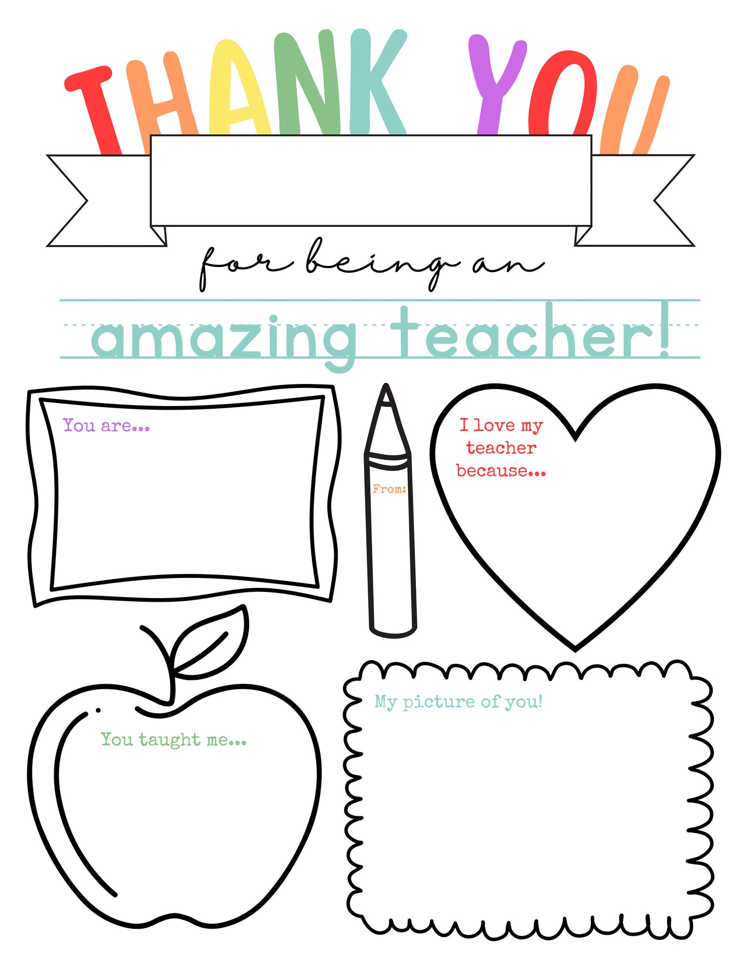 Teacher Appreciation Printable Sheet | Thank You