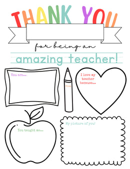 Teacher Appreciation Printable Sheet | Thank You – Sugar Pie Paper