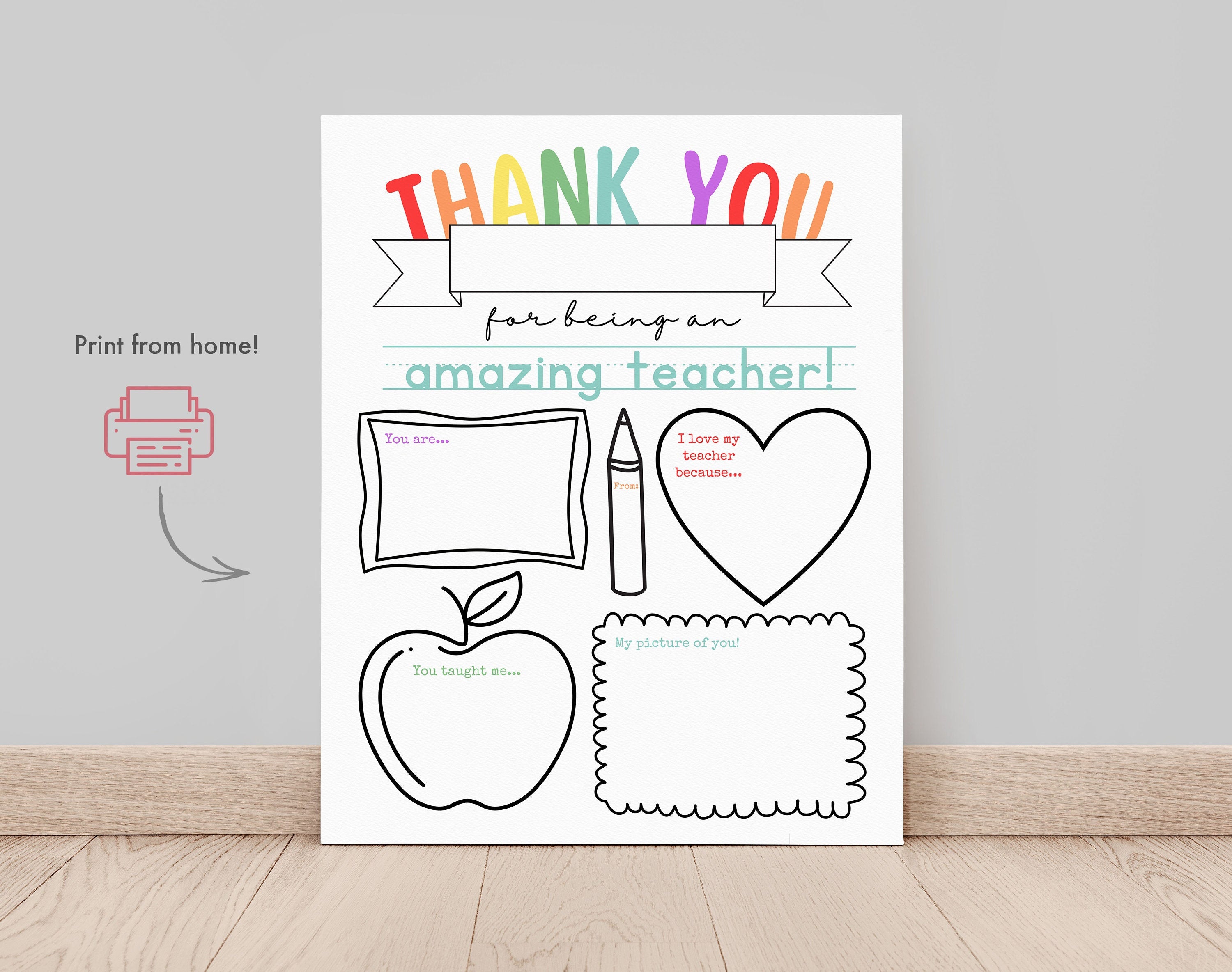 Teacher Appreciation Printable Sheet | Thank You – Sugar Pie Paper