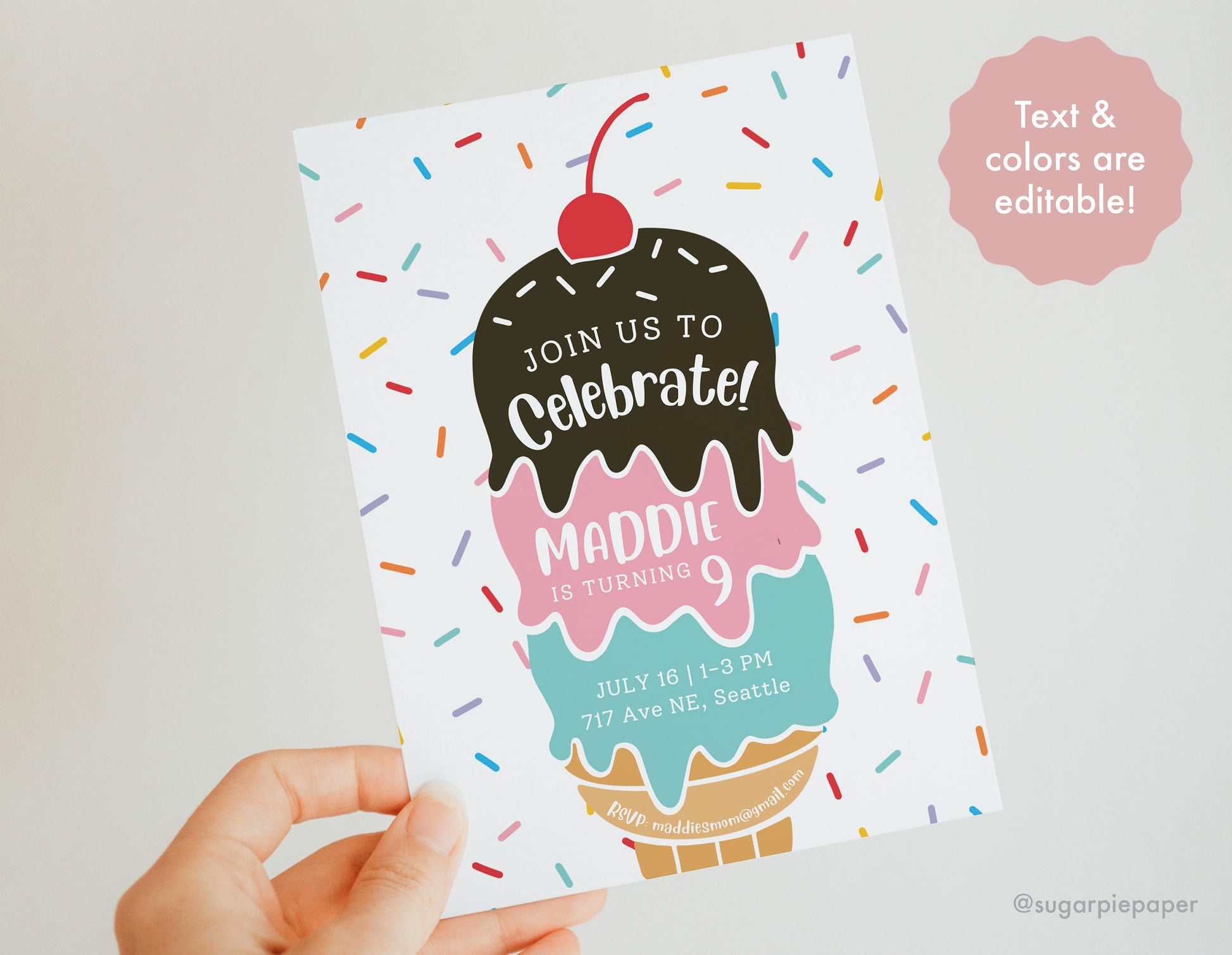 Ice Cream Birthday Party Invitation