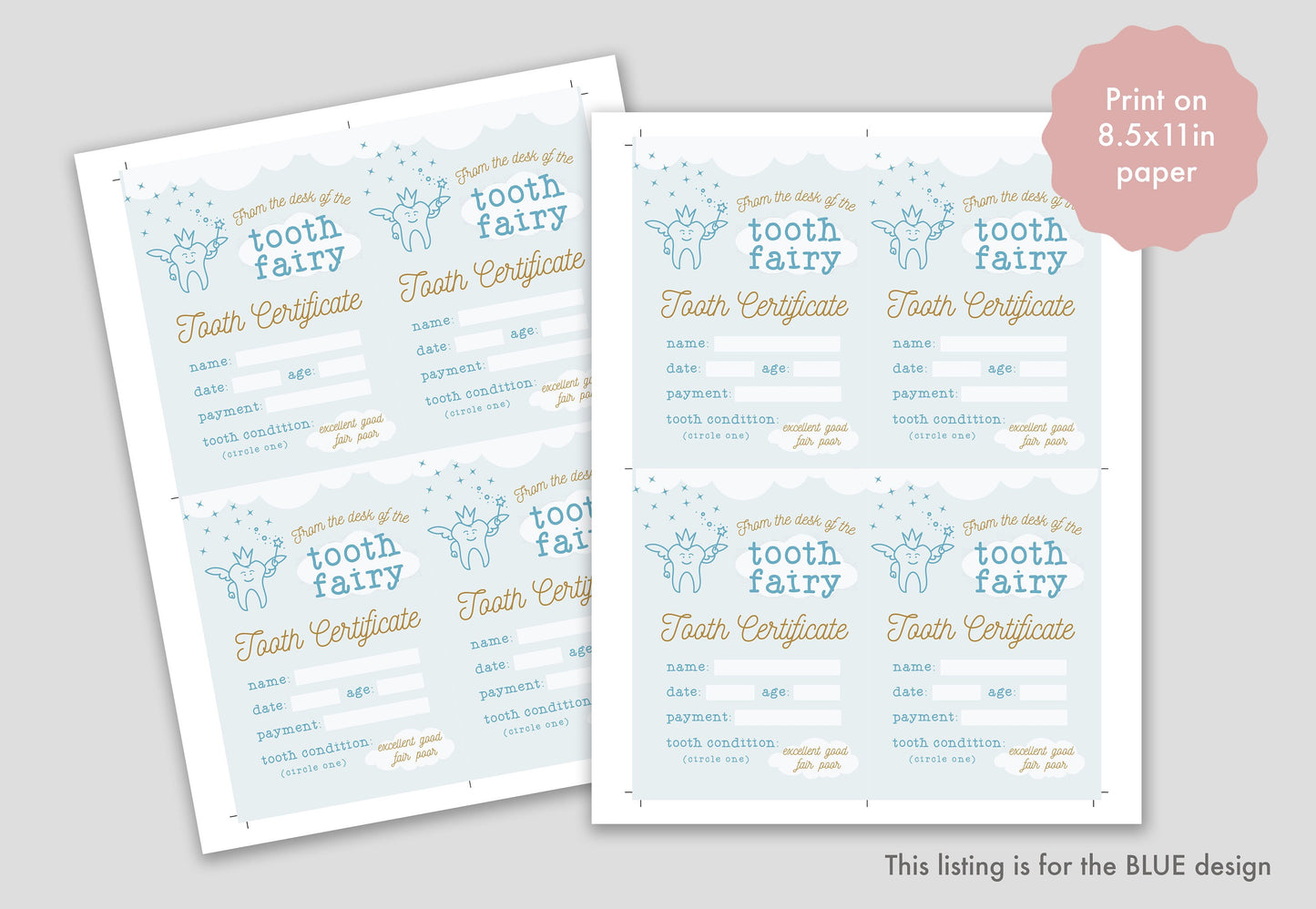 Blue Tooth Fairy Certificate