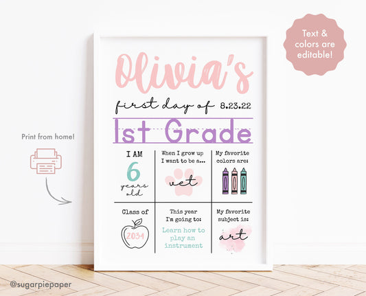 First Day Of First Grade Sign