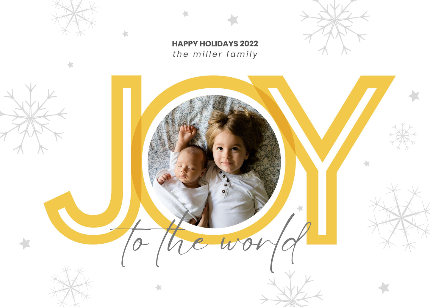 Christmas Card Template | Joy To The World - Yellow