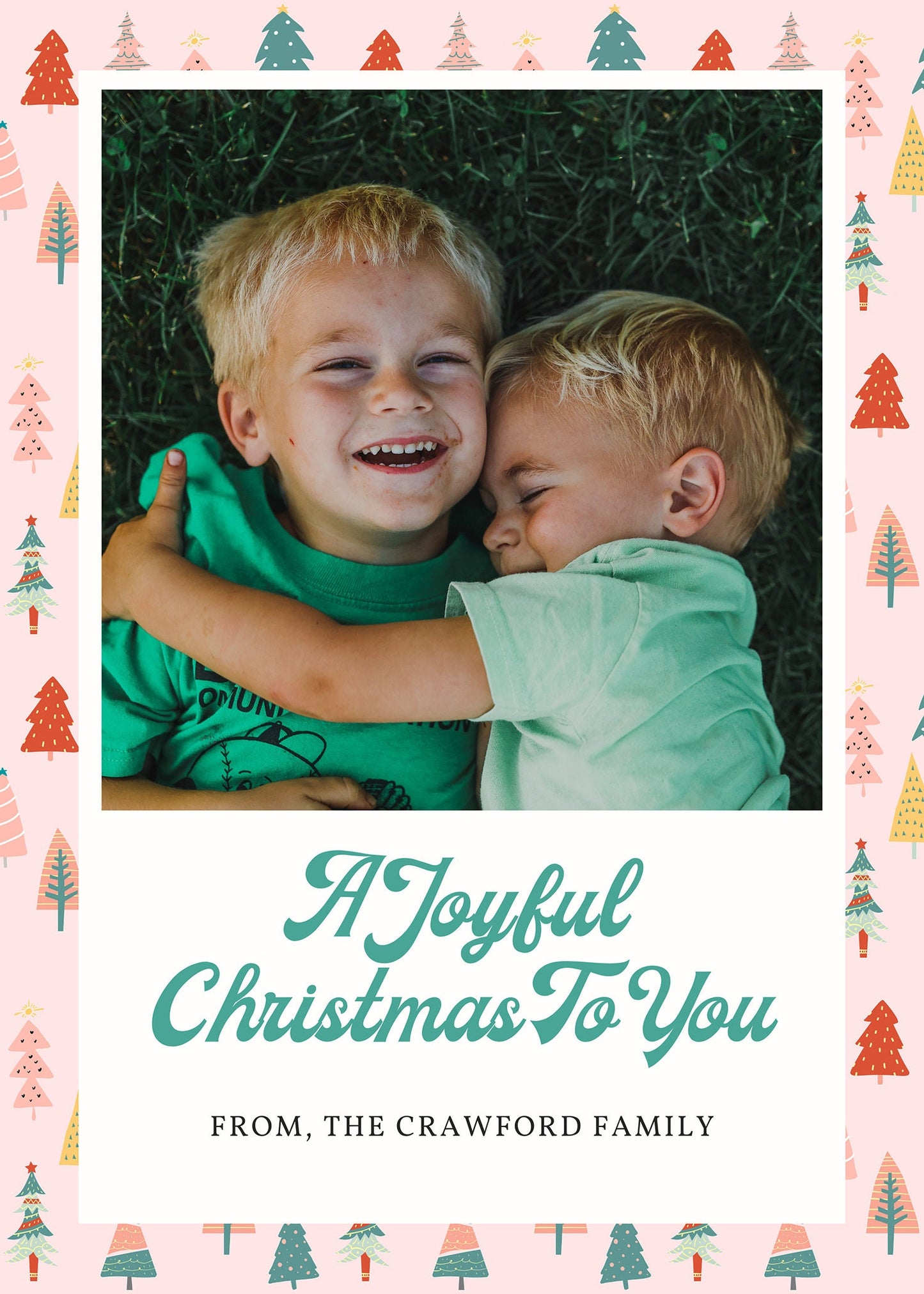 Christmas Card Template | Pink Christmas Trees