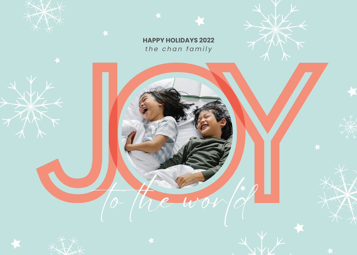 Christmas Card Template | Joy To The World - Green