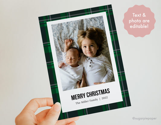 Green Plaid Christmas Card