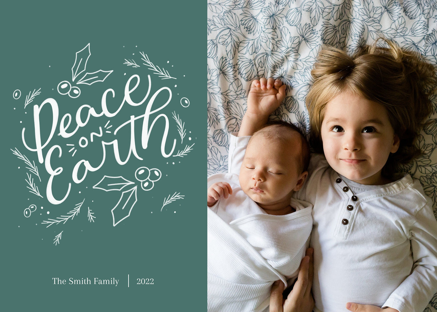 Christmas Card Template | Peace on Earth Green