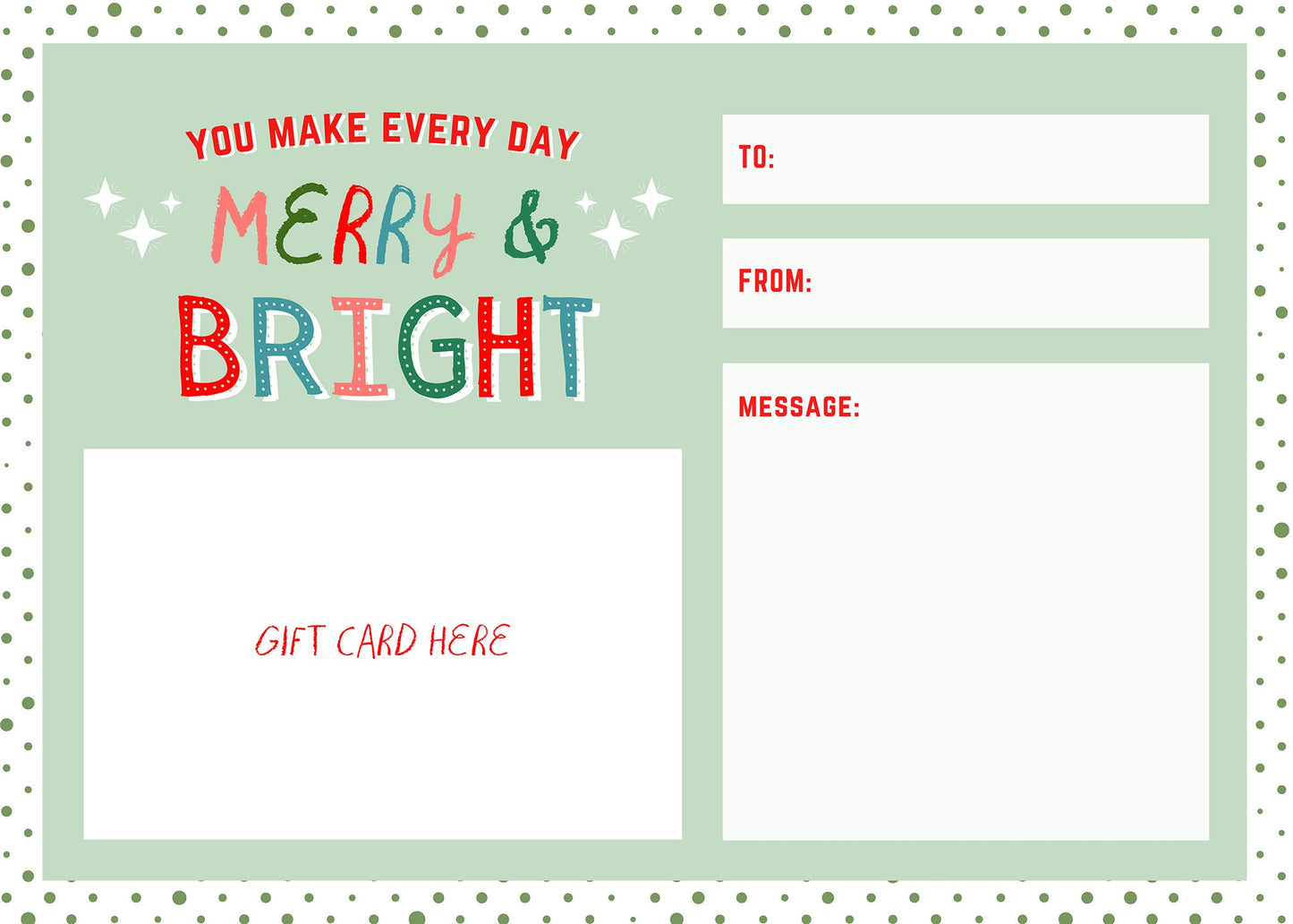 Teacher Christmas Gift Card Holder | Merry And Bright Green