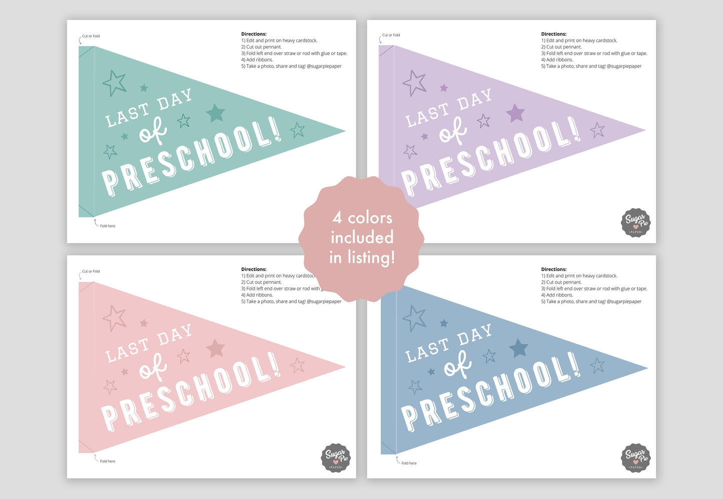Last Day of School Preschool Pennant Flag