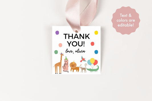 Animal Birthday Party Favor Tags